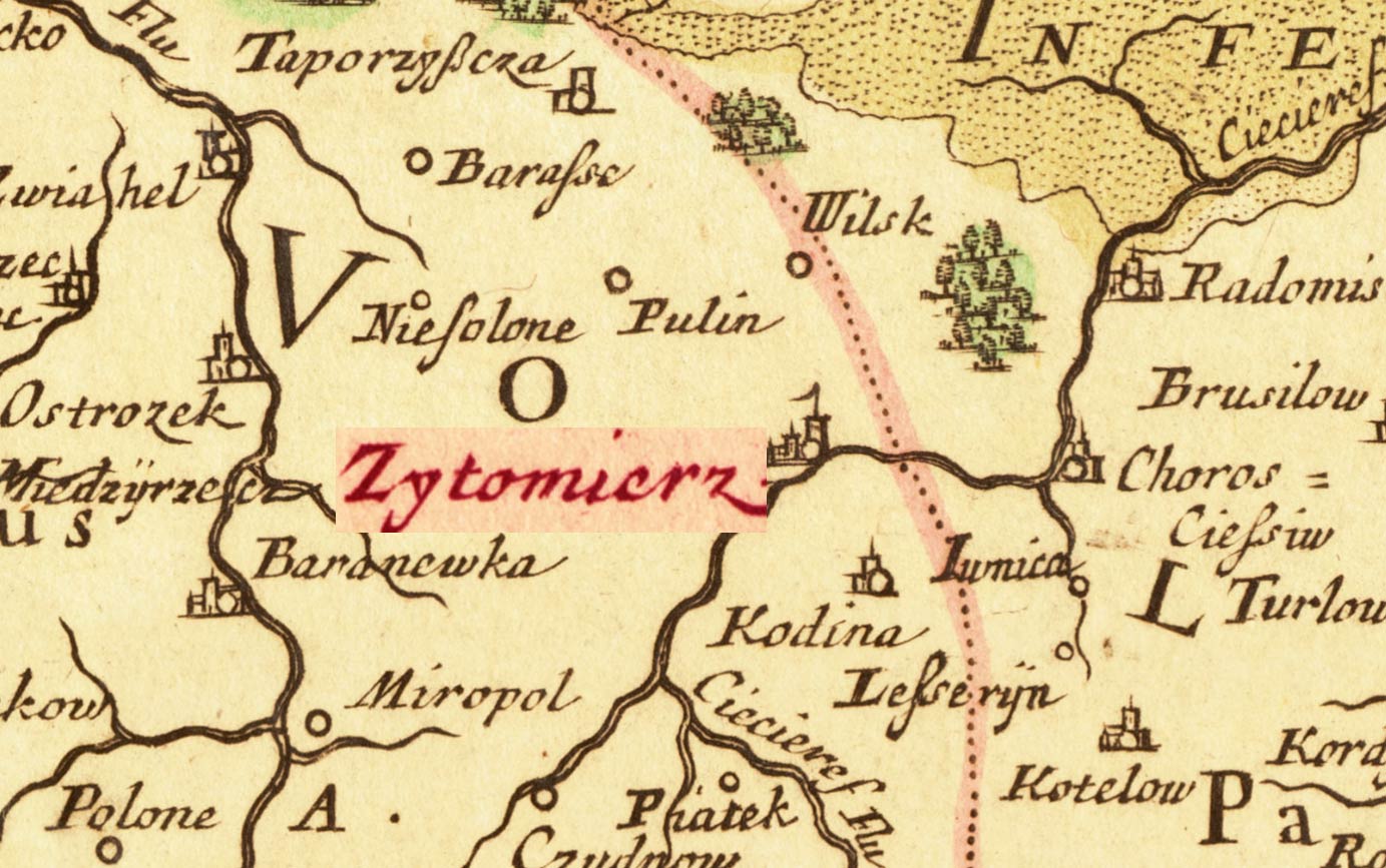 Żytomierz na mapie z 1690 roku