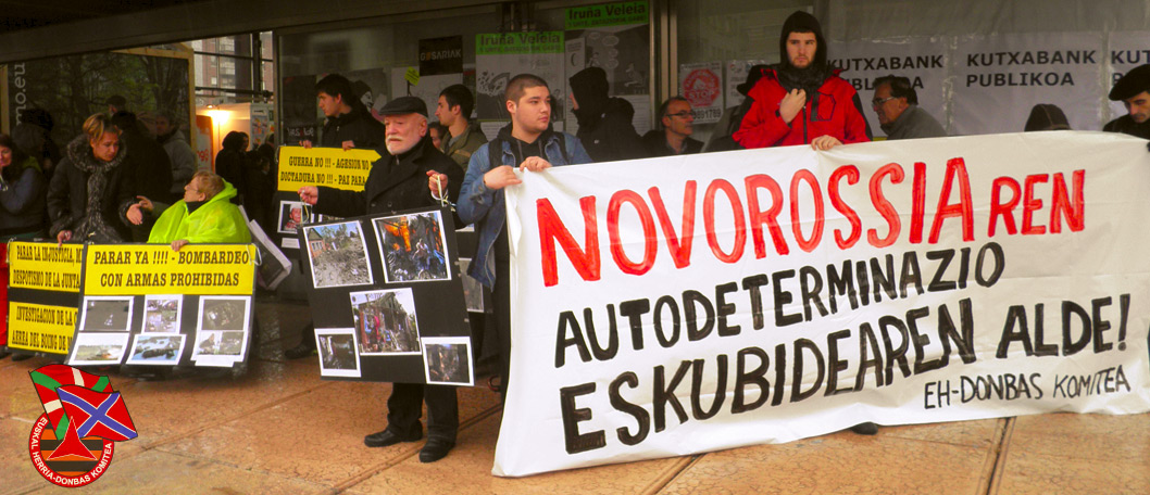 Aktywiści baskijskiego ugrupowania, popierającego działania Rosji na Donbasie. Źródło: ZN.UA