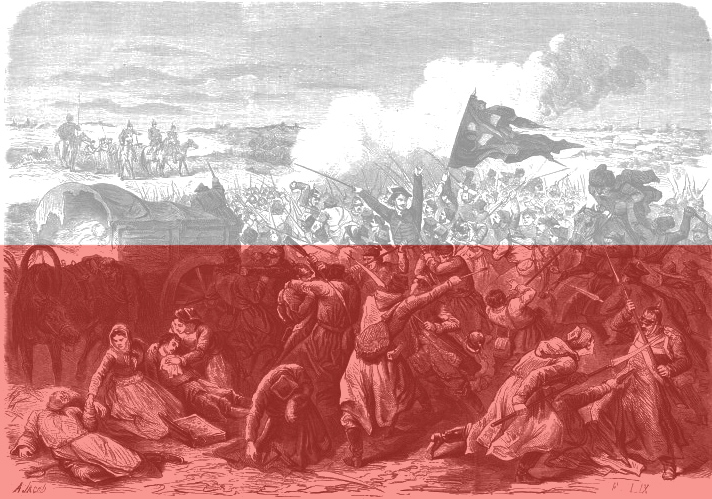 Walka powstańców styczniowych z carską armią w 1863 roku na Wołyniu. Źródło - Wilipedia