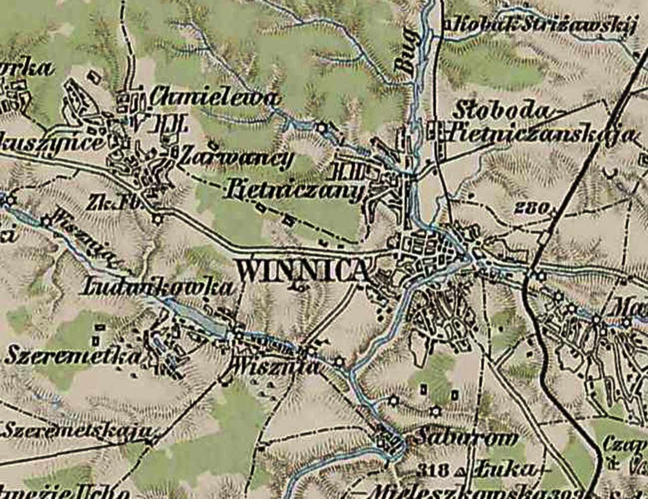 Mapa Winnicy i okolic z 1910 roku
